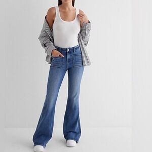 Express Women's 70’s Flare Flex Hyper Stretch Mid-Rise Jeans